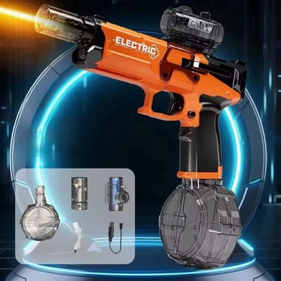 Pistolets à Eau Électriques pour Enfants Absorption d'Eau Entièrement Automatique Lancement Continu Pistolet à Eau Jouets d'Été d'Extérieur pour Plage pour Enfants