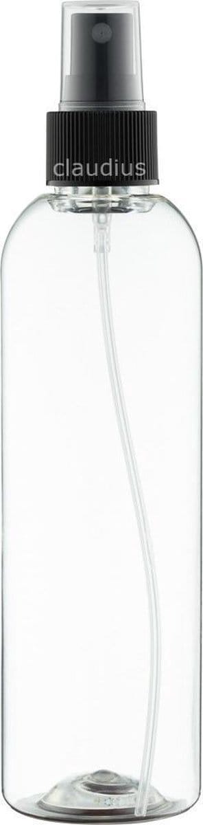 Lege Plastic Fles 250 ml PET Tall Boston 24 - transparant - met zwarte verstuiver dop – set van 5 stuks - navulbaar - leeg