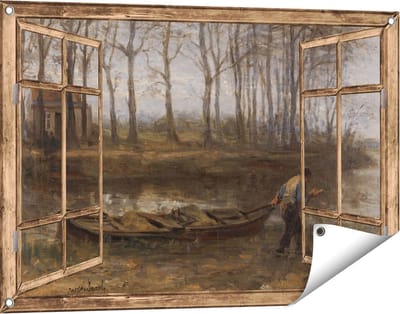 Gards Tuinposter Doorkijk De Zandschipper - Jozef Israëls - 90x60 cm - Tuindoek - Tuindecoratie - Wanddecoratie buiten - Tuinschilderij
