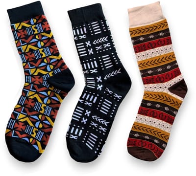 Afrikaanse sokken / Afro sokken / Mud print - Set van 3 paar EHA - Afrika print kousen / Happy Colorful Socks / Vrolijke sokken Maat 41-46