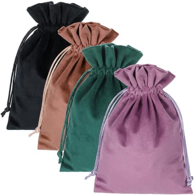 Dailygoods- Geschenkzakken 4 stuks - Fluwelen Zakken 7,08 x 13 cm - Trekkoord - Klein Zakje - Voor Tarot/Rune/Sieraden - Zachte Materialen - Sieradenzakje