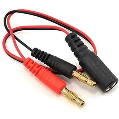 DC 2.1 tot 4mm Bananenstekker Kabel 30cm – Compatibel met Fatshark FPV Brillen – Flexibele Stroomaansluiting – Rood Zwart – Voor 2S 1500mAh LiPo