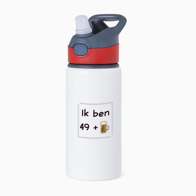 Hacebo® - 50 jaar Sarah en Abraham cadeau waterfles met rietje rood - Verjaardag cadeau - Papa - collega - Grappige tekst - water fles - 650ML
