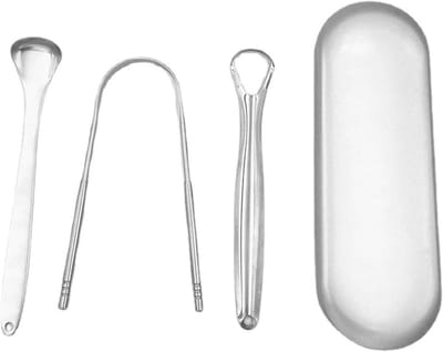 Tongreiniger - Schraper Mondgeur - Frisse Adem - Roestvrij Staal - 17.8 cm - Zilver