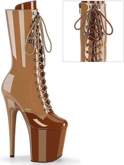 Pleaser - FLAMINGO-1054DC Plateau Laarzen, Paaldans schoenen - US 5 - 35 Shoes - Bruin