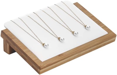 Dailygoody - Bamboe Sieraden Display Stand - Hanger Kettingen - Wit Leer - Organiseren - Sieradenhouder - Decoratie - Hanger