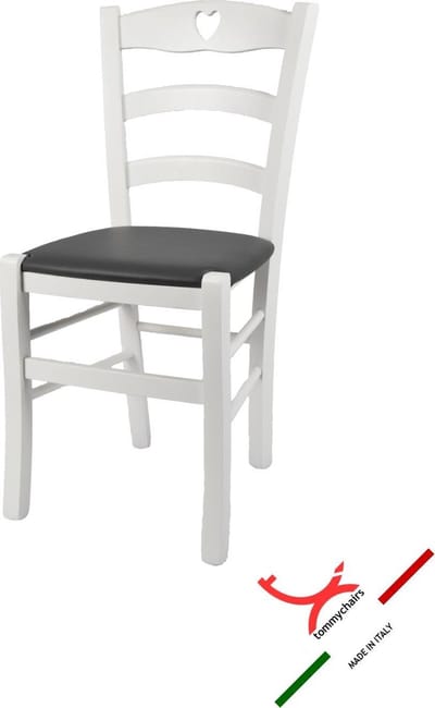 Tommychairs Cuore - Eetkamerstoel - 1 Stuk - Wit - Kunstleer & Hout
