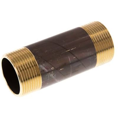 G 1 1/4'' Messing Dubbele Pijpnippel 16 Bar DIN 2982 - 100mm - FL2S-M-B-114G-100L