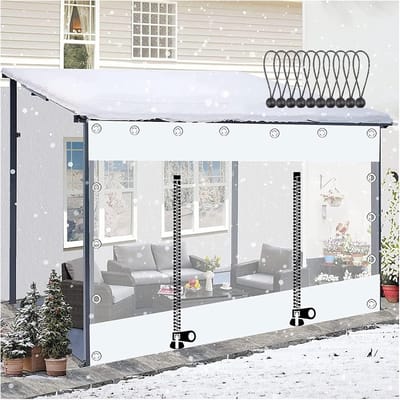Waterdicht Tarpauline Gordijn voor Pergola en Terras - Transparant, Wind- en Regenbestendig - 2x3m