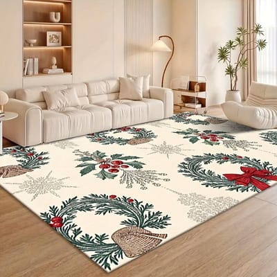 Rood Groen Kersttapijt Gingerbread Man Kleed Rendier Sneeuwvlok Mat Vintage Rand Huisdecoratie Woonkamer Vloermat 40X60CM