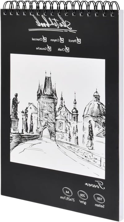 A4 Hardcover Schetsboek met 200 g/m² Dikte, Tekenblok voor Potlood, Pen en Kolen, 50 Vel voor Kinderen en Volwassenen