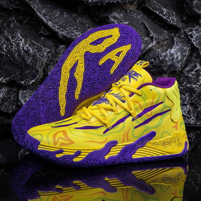 Nieuwe Lente Driebal Drie-generatie Basketbalschoenen Hoge schoenen Nieuwe Stijl van Praktische Slijtvaste Sportschoenen voor Studenten en Jeugd 37 purple
