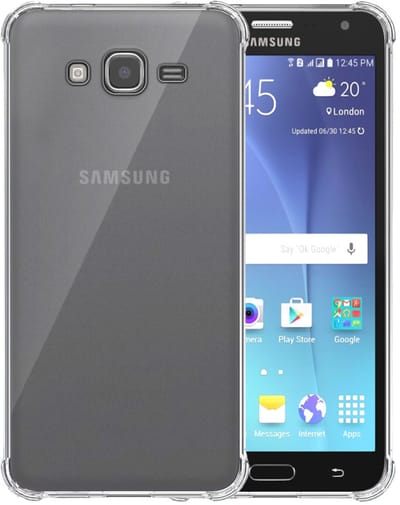 Smartphonica Telefoonhoesje Geschikt voor Samsung Galaxy J7 2015 Transparant Schokbestendig - Shockproof TPU SIliconen Backcover Case met Stootrand Doorzichtig geschikt voor Samsung Galaxy J7 2015