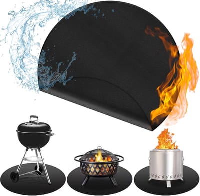 BBQ Mat - 60 cm - Ronde Vuurvaste Onderlegger - Barbecue Vloermat voor BBQ Vloerbescherming - Vuurvaste Mat voor onder de barbecue - Hittebestendige BBQ Vloermat - Oliebestendige waterdichte - Buitengrillaccessoires - Grillmat - Voor terras, patio