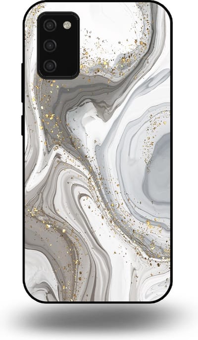 Smartphonica Telefoonhoesje geschikt voor Samsung Galaxy A02s met marmer opdruk - TPU backcover case marble design - Zilver geschikt voor Samsung Galaxy A02s