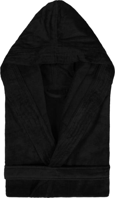 Badjas met Capuchon Uni Cool Velours Zwart col 3 maat XL