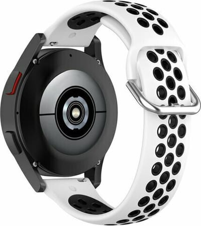 By Qubix - Geschikt voor Garmin bandje - Geschikt voor Garmin Vivomove 3 / HR / Luxe / Sport / Style / Trend - Siliconen sportbandje met gesp - Wit + zwart - Smartwatch bandje 20mm
