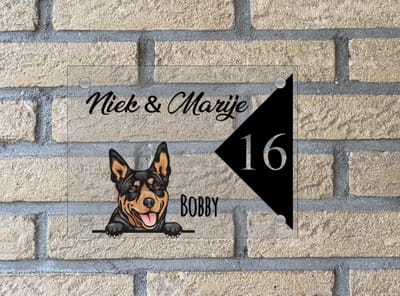 Naambordje / huisnummer voordeur hond Australian Kelpie