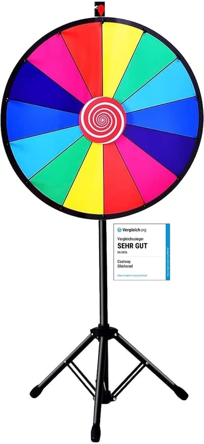 COSTWAY 24-inch prijzenrad – kleurrijk draaibaar spelrad voor loterijen en woordspelletjes (diameter: 60 cm)