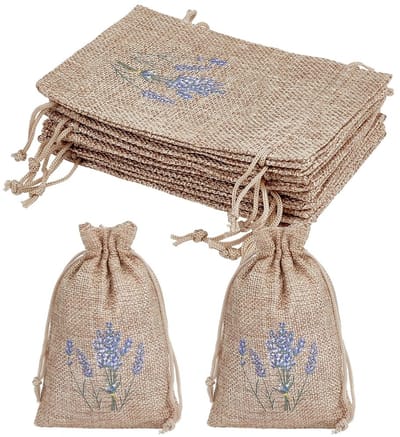 Dailygoods- Lavendelzakken 16 Stuks - Klein Linnen Zakje - 15x10cm - Trekkoord - Voor Sieraden/Kruiden - Praktisch en Ruimtebesparend - Sachet