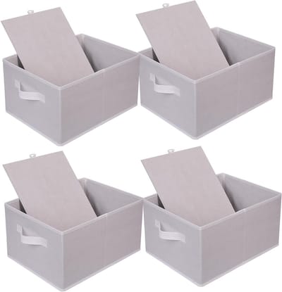 Vouwbare Kledingkast en Opbergdozen Set van 4, Ideaal voor Kleding, Handdoeken en Speelgoed, 39 x 29 x 20 cm, Organisator voor Kleding en Accessoires in Wit