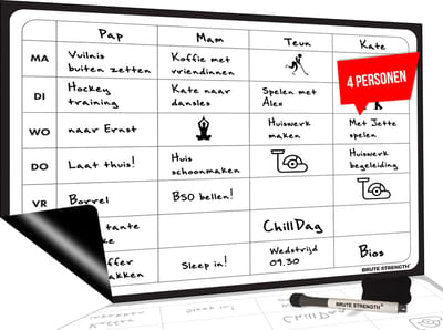Brute Strength - Magnetisch Weekplanner whiteboard (12) - A3 - Planbord - Familieplanner  - Gezinsplanner - To Do Planner