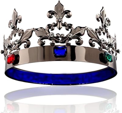 Koninklijke Barokke Zwarte Prinsenkroon met Kleurrijke Stenen - Haaraccessoires voor Kostuumfeesten, Halloween en Bruiloften