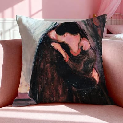 Art E‑Edvard Munch Anxiety Housse de Coussin Art Respirante Housse de Coussin en Lin Été Sans Odeur Écologique Fermeture Éclair Invisible Lavable 50x50cm