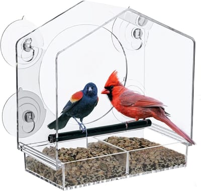 Aurixi® Raamvoederhuisje - Raamvoederhuisje Voor Vogels – Raamvoederbakje Met Zuignappen – Vogelvoederhuisje – Vogelhuisje Transparant – transparant - 22cm x 11cm x 21cm