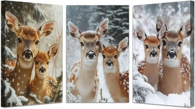 Canvas Muurkunst - Schilderij Set - Woonkamer Decoratie - Houten Lijsten - 50x70cm x 3 - Grijs Wit