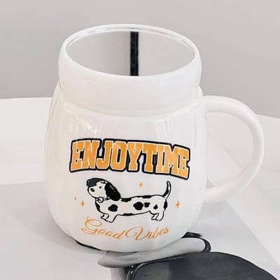 Schattig Eendje met Deksel Souvenir Klein Cadeau Cartoon Mok Grote Capaciteit Eenvoudige Thuis Keramische Kop Kantoor 380ML