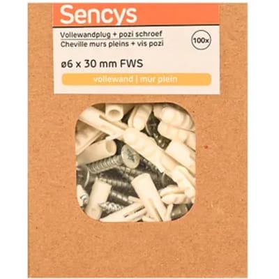 Sencys Plug Voor Beton Nylon - Diam. 6x30mm - 100 Stuks