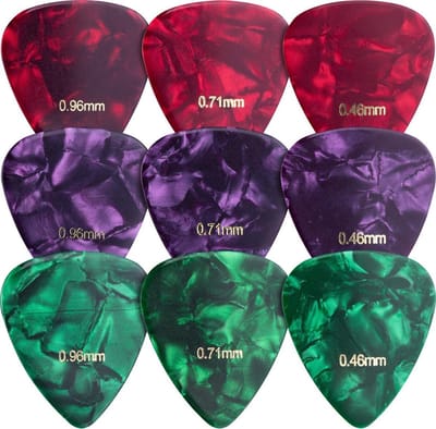 kwmobile gitaar plectrums - Verschillende diktes - Voor akoestische-, elektrische- en basgitaren - Plectrumset - 9 stuks