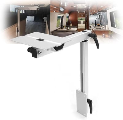 Tafelpoot Camper - Afneembare Poot - Camper Tafel - 360 Graden Draaibaar - 50 cm Hoog - Zilver
