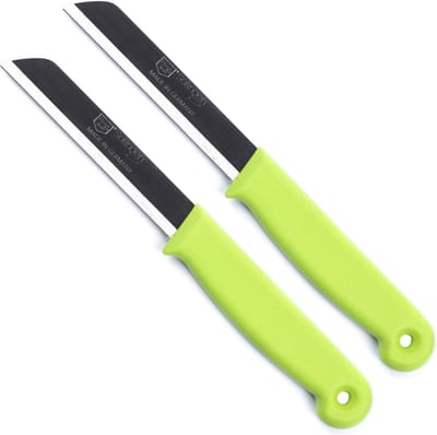 Solingen Kartelmes – Tomatenmes met Kartel – RVS – 18,5 cm met Blade Cover – Groen – 2 stuks