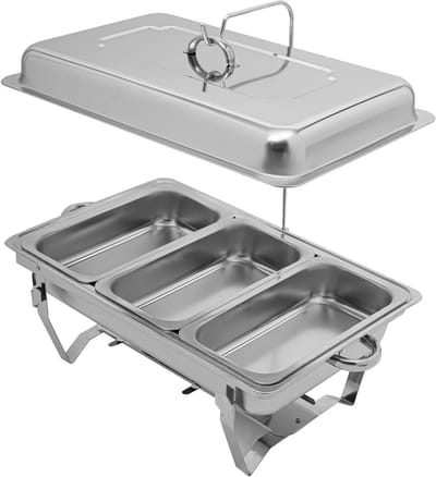 SimpleStore Buffetwarmer 3 Compartimenten - Zilver - 3 Vakken - Voedselverwarmer - Buffetwarmer - RVS - Warmhoudbakken