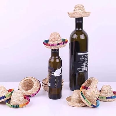 Dailygoods- Strohoeden Set van 6 - Mini Sombrero's - Felle Kleuren - DIY Decoratie - Feestelijke Hoeden - Stijlvolle Blikvanger - Feesthoeden
