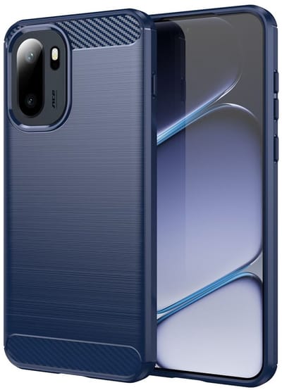 Geborsteld TPU Hoesje Geschikt voor OnePlus 15R - Beschermhoes - Back Cover - Case Flexibel TPU - Stijlvol Carbon - Dun - Blauw