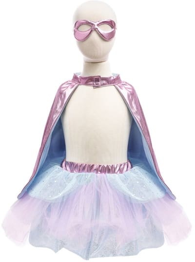 Great pretenders verkleedrok met cape en masker pink - 4-6 jaar