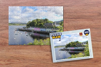 Puzzel Gekleurde huisjes aan de rand van het water op het eiland Skye in Schotland - Legpuzzel - Puzzel 500 stukjes