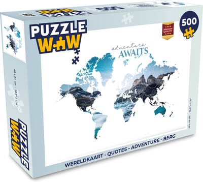 Puzzel Wereldkaart - Quotes - Adventure - Berg - Legpuzzel - Puzzel 500 stukjes