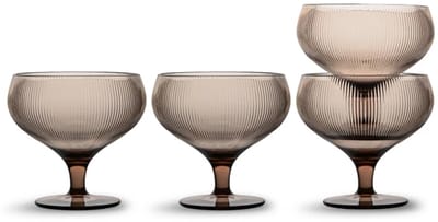 Sagaform Billi rPet champagne coupe / dessert coupe op voet set van 4 30cl bruin