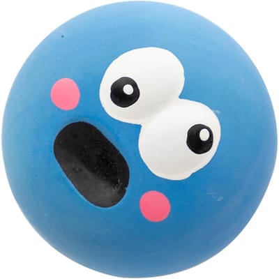 Balle couinante en latex pour chien, 5,5 x 5,5 x 4 cm, amusante, douce, interactive, pour rapporter et jouer blue