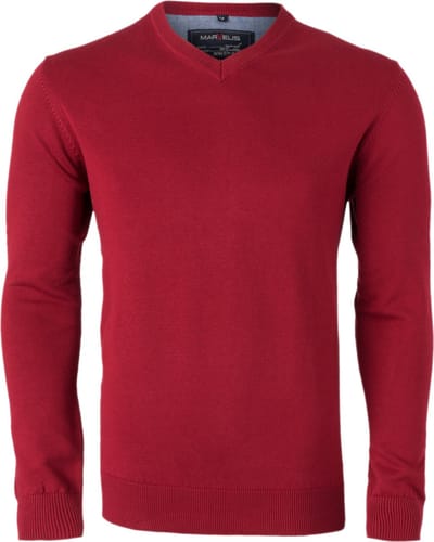 MARVELIS heren trui katoen - V-hals - rood