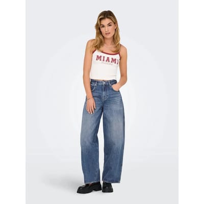 Only blauwe dames jeans   High waist   Used washed wassing   Barrel fit   5-Pocket zakken   Knoop- en ritssluiting   High waist Blauw S/32