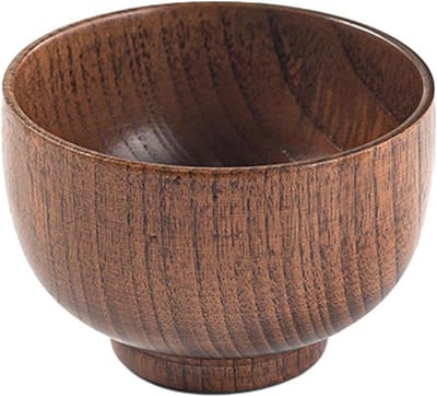 Houten Kom voor Soep en Rijst in Japanse Stijl, Geschikt voor Kinderen en Volwassenen, Isolerende Prestaties, Perfecte Tafelaccessoire (L 21.5x14x10cm)