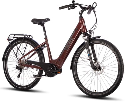 SAXXX Deluxe Sport - Elektrische fiets - Middenmotor 70 Nm - 28 inch - 95% Vooraf Geassembleerd - glanzend bordeauxrood
