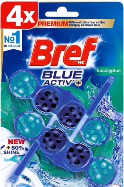 4 x Bref WC - Blue Activ' - Toiletblok - Eucalyptus - 2 Blokken