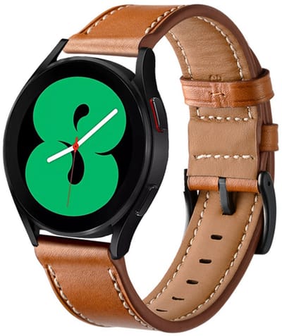 By Qubix - Geschikt voor Garmin bandje - Geschikt voor Garmin Vivoactive 4 / 4L - lederen bandje - Bruin - Smartwatch bandje 22mm
