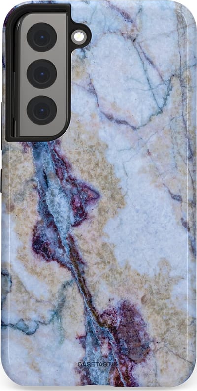 Casetastic hoesje geschikt voor Samsung Galaxy S22 - Dubbellaagse bescherming - Diepzee Marmer - Fashion Case - Blauw Zand